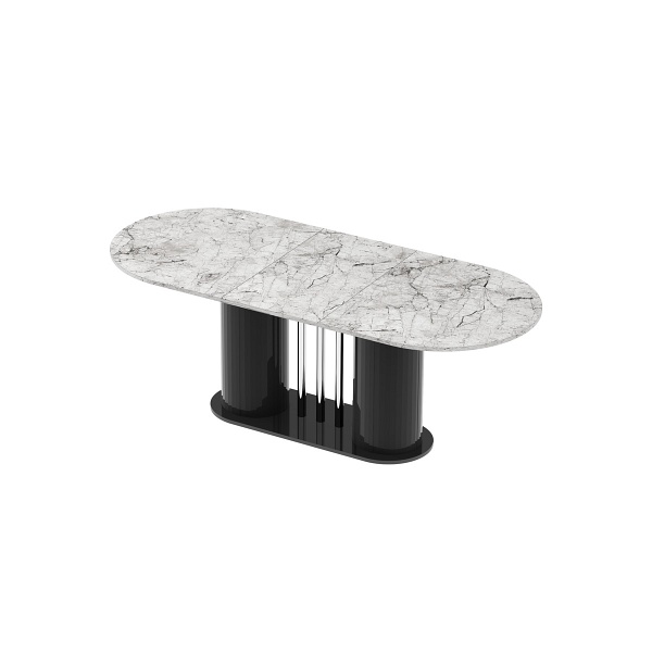 Stół rozkładany CESARO - Wariant Kolorystyczny: Venatino White HG+Czarny HG - Hubertus